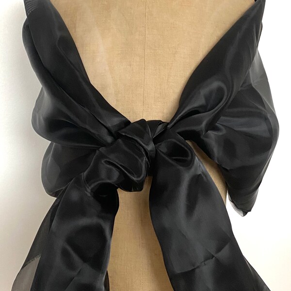 Etole organza noir pour robe de soirée - Etole noire en organza transparent ou luxe opaque