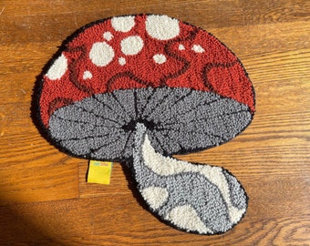 Fly Amanita Mushroom Rug || Handmade Punch Needle Rug || Made to Order