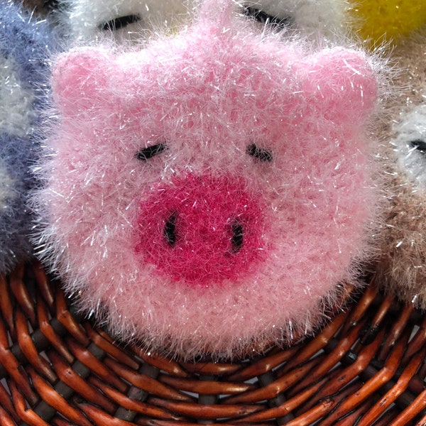 Crochted Pig scrubby for Dishwash -scrubbie scrubber scrub cloth reusable