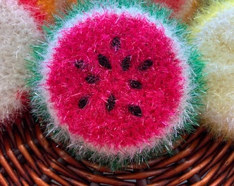 Crocheted Watermelon Dishwash Scrubby-scrubbie scrubber scrub cloth reusable gift