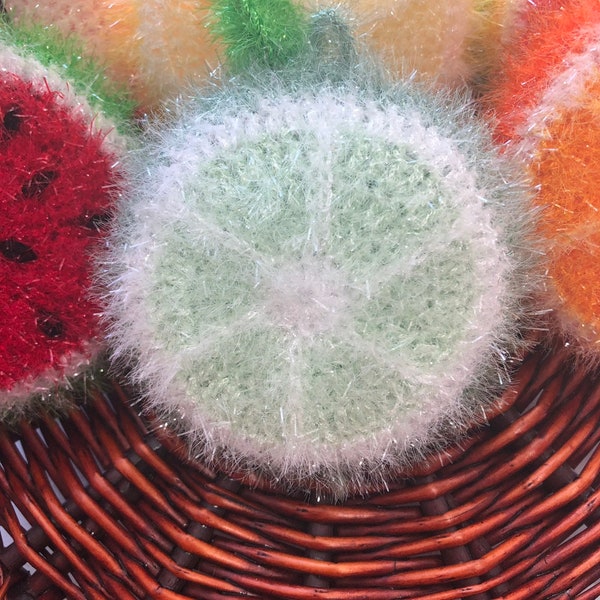 Crocheted Scrubby Dishwash Sponge Lime