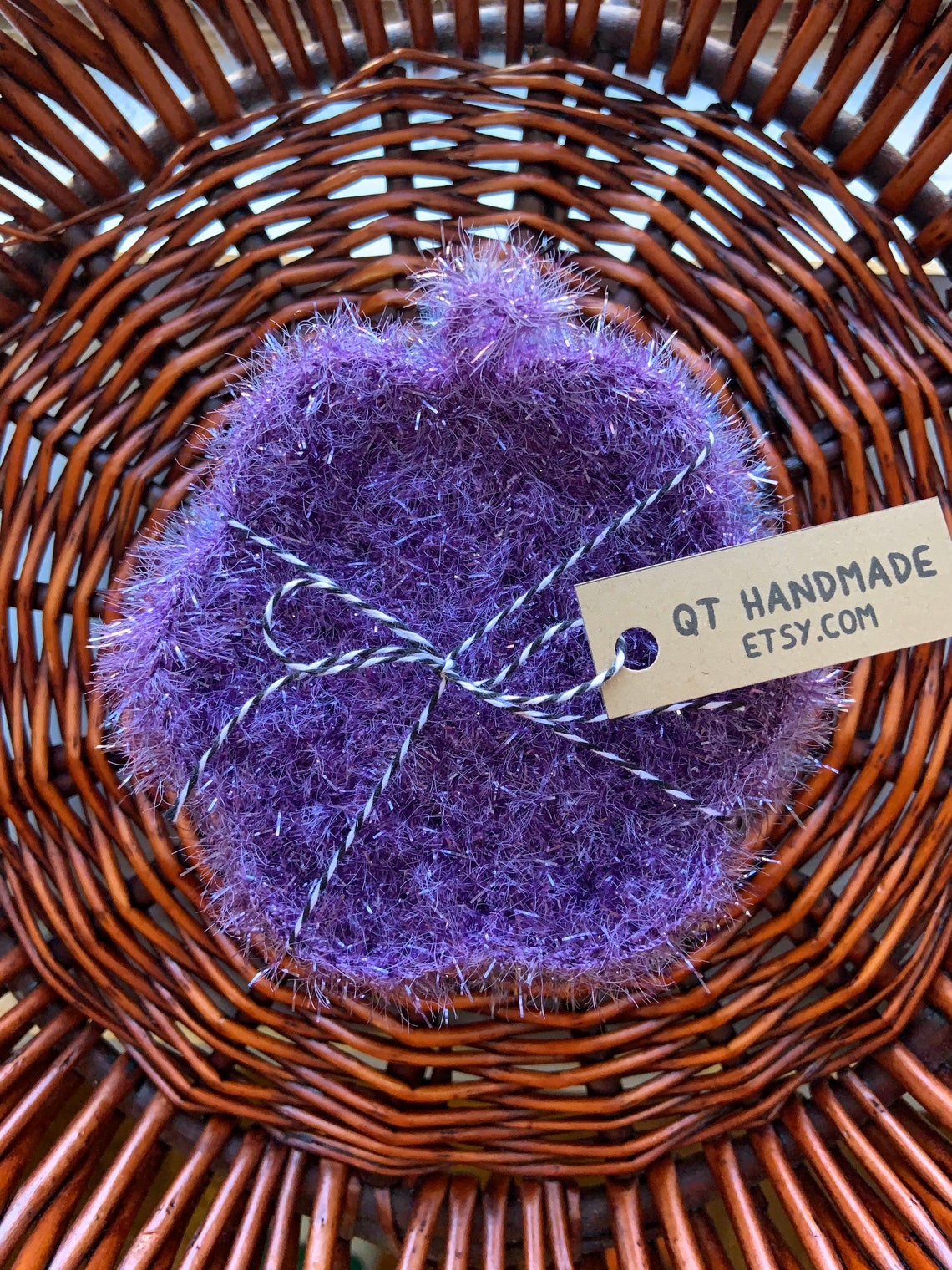 Cricheted Scrubby Sponge Flat Flower in Cool Colorspurple Etsy