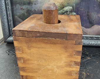 Box Style Butter Mold Press in a Dovetail Box with Plunger
