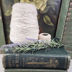 Farmhouse Shelf Decor String on Cone and Small Roll White Cottage