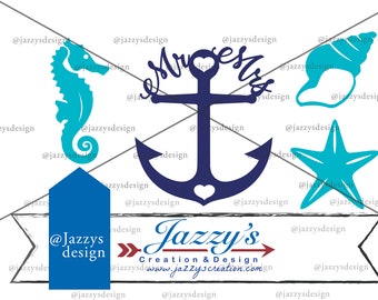 Anchor Wedding Clipart | Cake-topper Cutouts | Decal T-shirt | Graphics