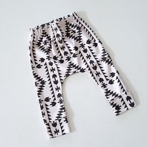 Organic baby harem pants, baby pants, baby leggings, baby hipster, native prints, toddler harems, 6-12 Mos