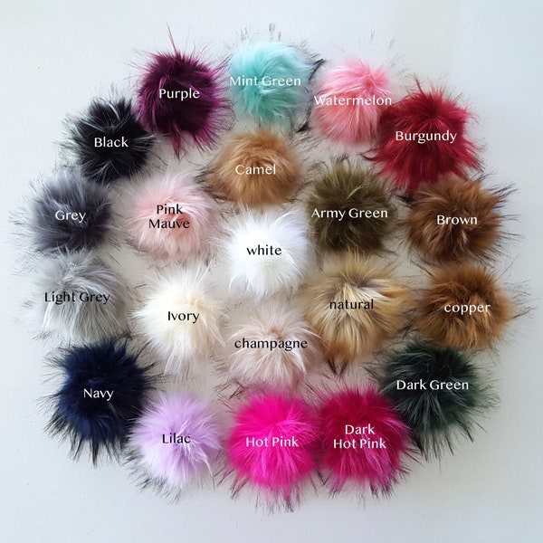 Pom Pom beanie, faux fur Pom Pom for hat, fake fur pom pom, Pom Pom with snap, fur hat topper, detachable Pom Pom, fur Pom Pom