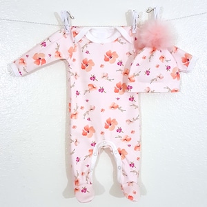 Organic Cotton Newborn Footie Pajamas: Baby Girl Coming Home Outfit