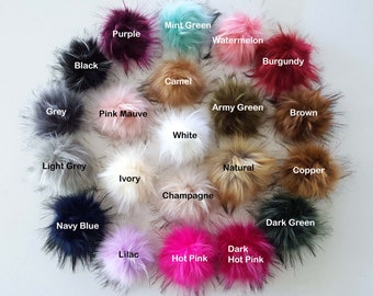 Faux Fur Pom Pom Hat with Snap: Detachable Hat Topper, Beanie Accessory