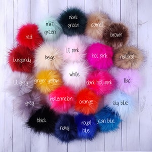 faux fur pom pom, fake fur pom pom, fur hat toppers, pom pom for hat, snap on pom pom, cruelty free, detachable pom pom