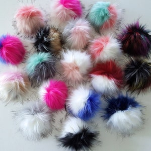 Large Faux Fur Pom Pom: 8&quot; Hat Topper, Crochet & Knitting Supplies