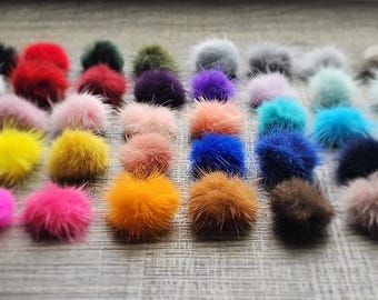 Mini Real Mink Fur Pom Poms, 3cm Fur Balls, Genuine Mink Fur, Jewelry Making Supplies, DIY Craft Accessories