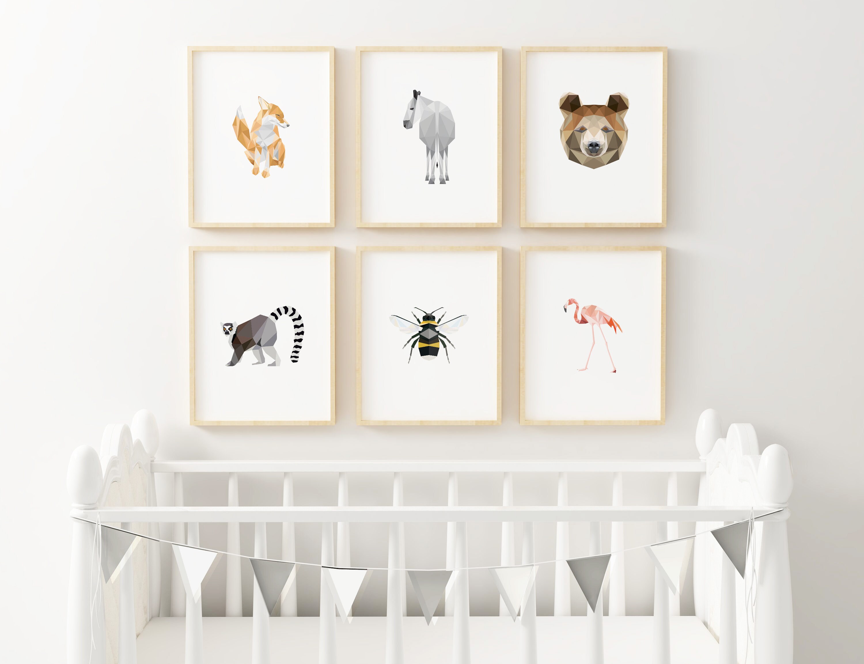 Set Of 6 Geometric Art Prints Nursery Art Baby Room Art Etsy