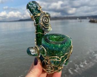 Moss Agate Moon Pipe