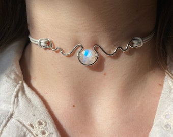 Sterling Silver Moonstone Choker