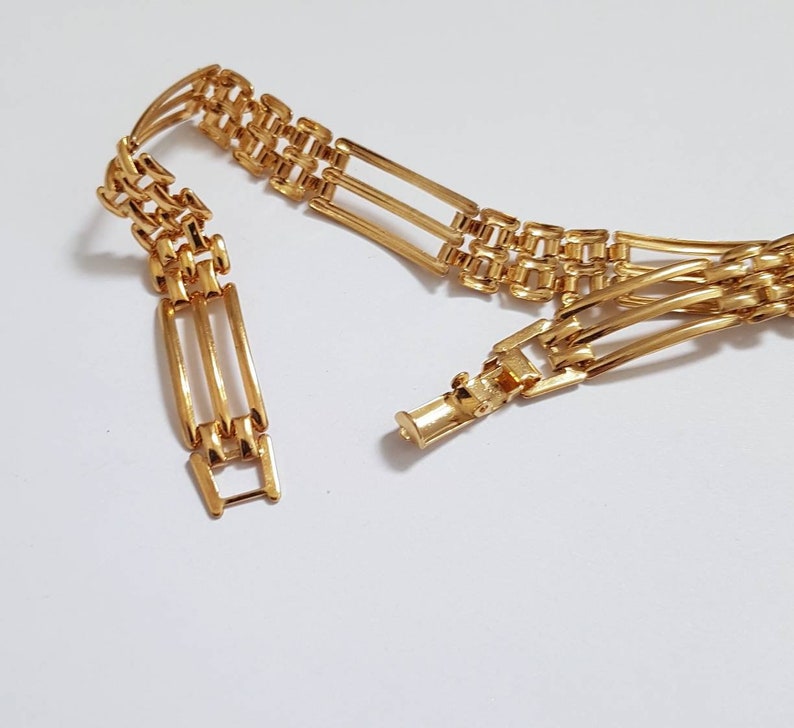 Vintage Gold-tone Gate Style Link Bracelet 80/'s