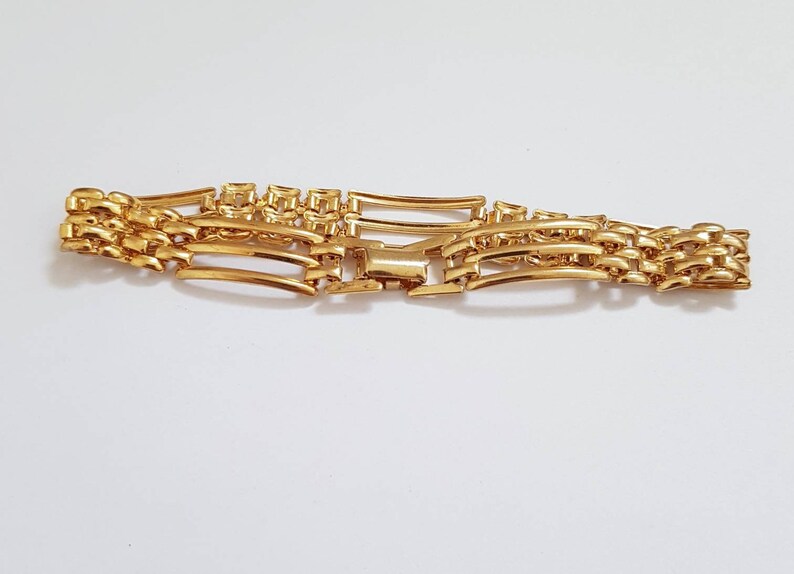 Vintage Gold-tone Gate Style Link Bracelet 80/'s