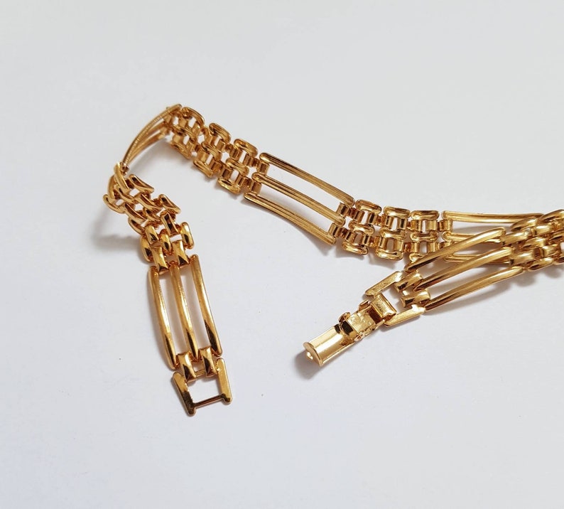 Vintage Gold-tone Gate Style Link Bracelet 80/'s