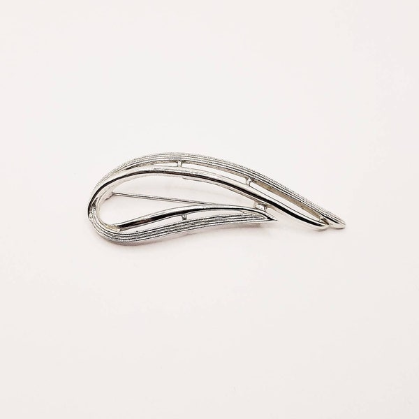 Vintage Sarah Coventry Canada Silver-tone Modernist Teardrop/Paisley Style Brooch - 60's