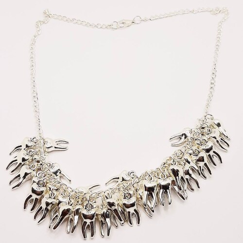 The Tooth Collector - shops 40 Tibetan Silver 3D Tooth Charms on 16