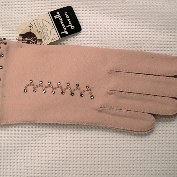 Gants Vintage Ladies * Dawnelle * strass & perles * rose * mariages, douches, déjeuners, Derby, bal, Graduation, vacances