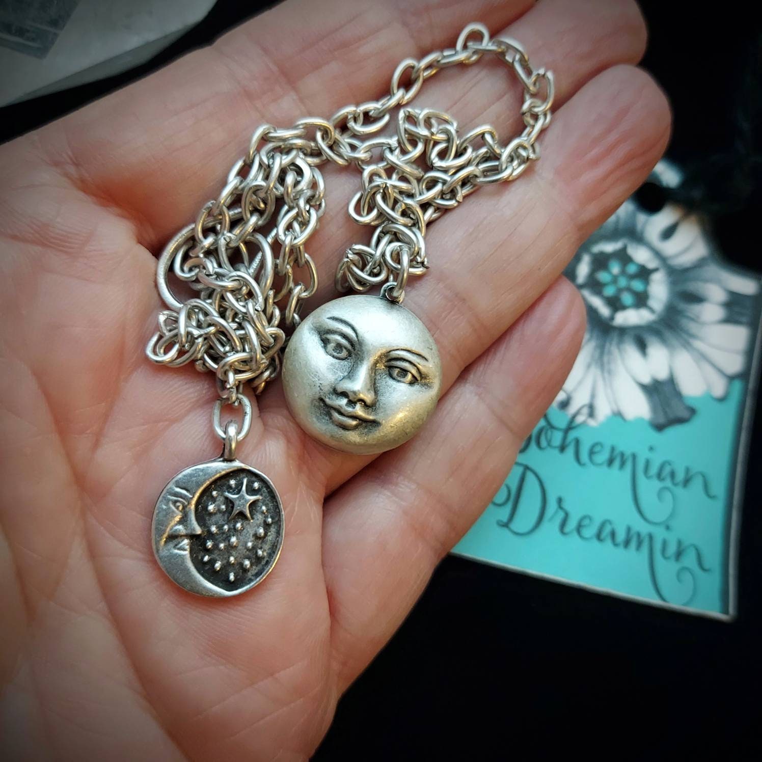 Full moon necklace silver deals