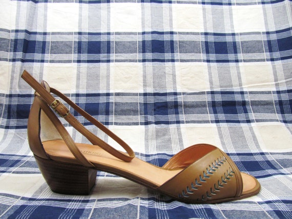 Open Toe Vintage Leather 1970s Summer Sandals - image 1