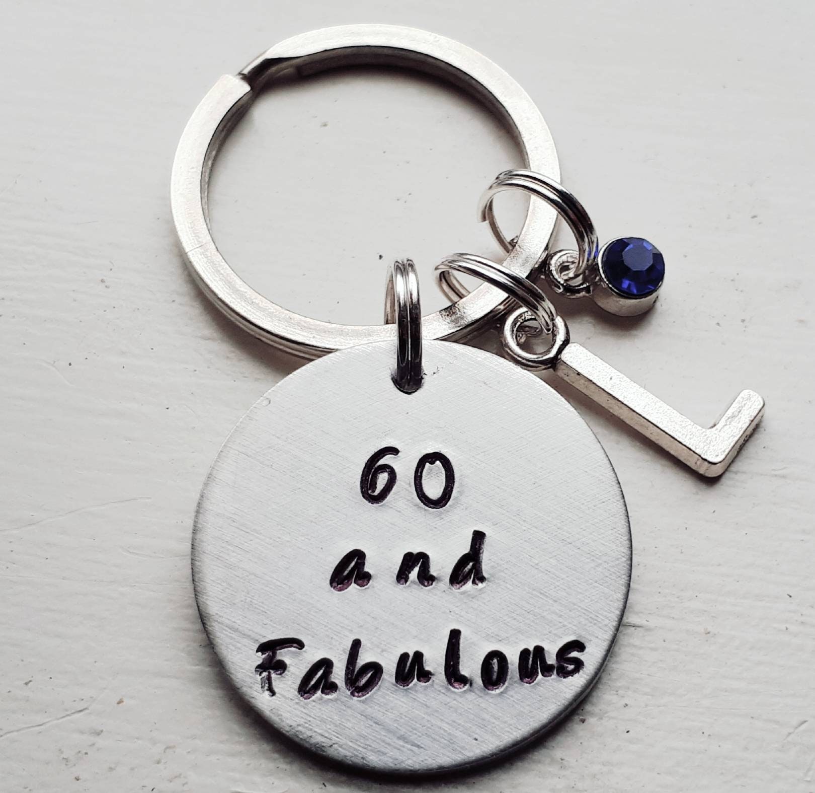 Personalized Hand Stamped 40th, 50th, 60th, 70th Birthday Keychain With ...
