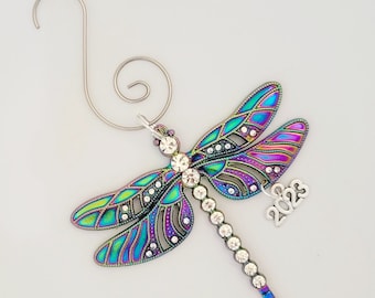 2024 Dragonfly Christmas Ornament With Year Charm - 2021, 2022, 2023