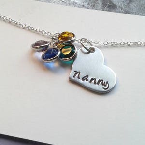 Custom Nanny Necklace With Birthstones Hand Stamped Personalized Aunt Jewelry Nan Mawma Necklace Mother's Day Gift image 5