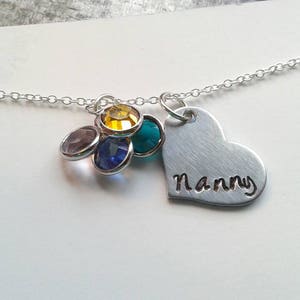 Custom Nanny Necklace With Birthstones Hand Stamped Personalized Aunt Jewelry Nan Mawma Necklace Mother's Day Gift image 6