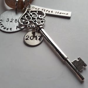 Our First Home 2024 Personalized Hand Stamped New House Christmas Ornament With Address and Skeleton Key Charm 2023 image 6