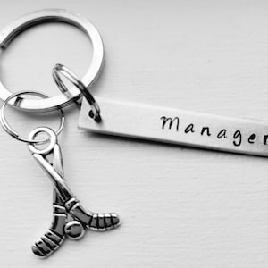 Personalised Hockey Keychain With Name or Position - Hand Stamped - Manager - Hockey Team - Coach Gift