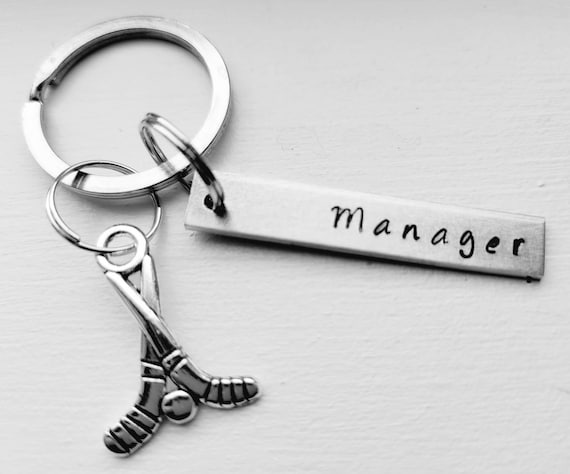 Personalised Hockey Keychain With Name or Position Hand Stamped