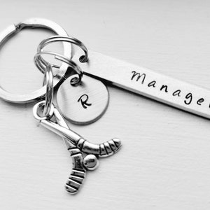 Personalised Hockey Keychain With initial or Number and Name or Position - Hand Stamped - Manager - Hockey Team - Coach Gift