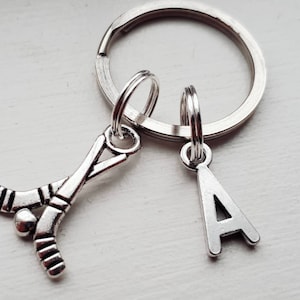 Small Hockey Keychain With Initial Charm