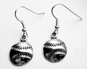 Baseball Earrings - Baseball Charm - Softball Earrings