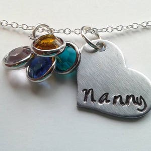 Custom Nanny Necklace With Birthstones Hand Stamped Personalized Aunt Jewelry Nan Mawma Necklace Mother's Day Gift image 7