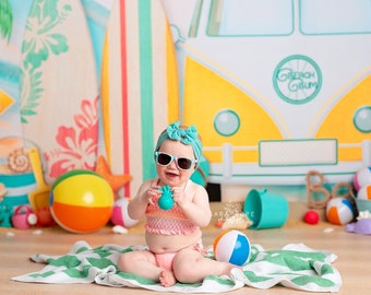 Beach Backdrop, Beach Backdrops for Photography, Beach Photo Backdrop, Beach Bum Summer Backdrop, Cake Smash, Summer Mini Session SMR354