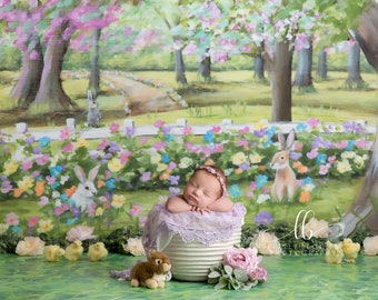 Easter Photo Backdrop, Spring Photography Backdrops, Spring Photography Backgrounds, Spring Themed Backdrop, Bunny Photo Backdrop SPG285