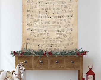 Christmas Hymn Wall Art, Christmas Music Wall Art, Christmas Wall Decor Hanging, Songs Joy to the World, Oh Holy Night Music Sheet Church
