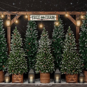 Christmas Backdrop, Christmas Photo Backdrop, Christmas Photography Backdrops, Christmas Tree Farm Backdrop, Xmas Backdrop Pictures CHS359 10'Wx8'H