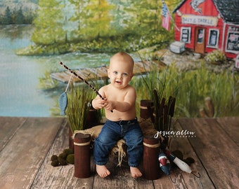 Fishing Photography Backdrop | Spring Photo Prop | Boys Photo Backdrops | Outdoor Photography Prop | Photography Background SPG265