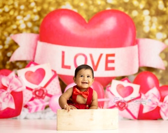 Valentine Backdrop for Photography, Hearts Valentines Day Photo Backdrop, Valentine Picture Backdrop, Cake Smash Valentines Props VD273 ERP