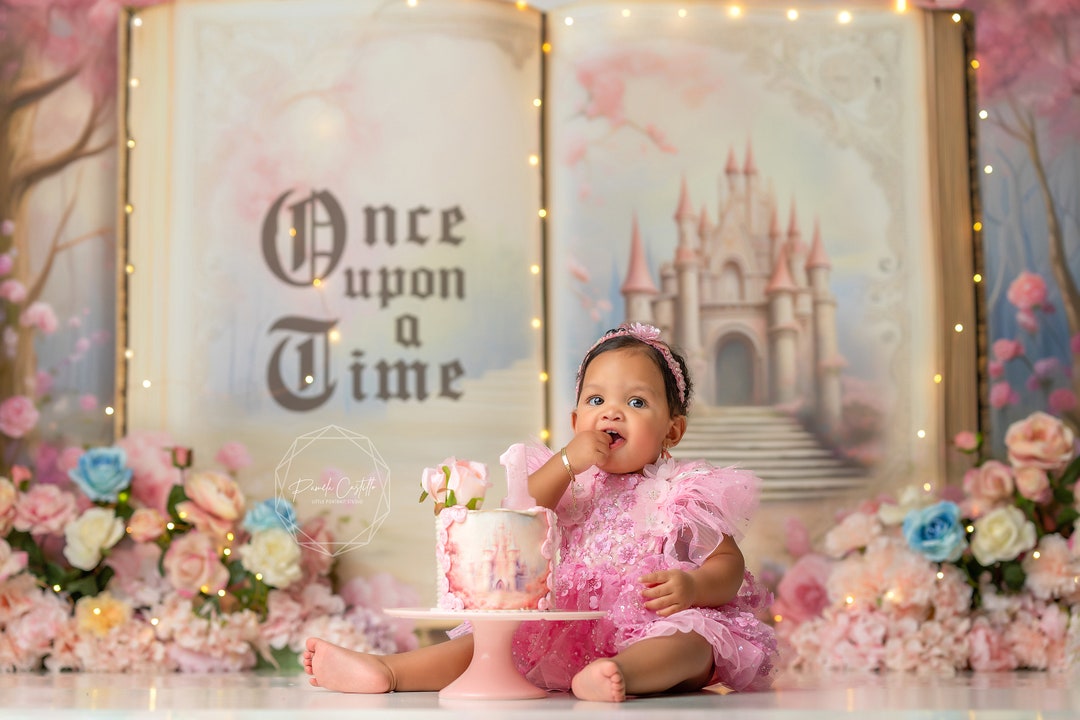 Fairytale Story Book Cake Smash Backdrop - 1st Birthday Backdrop - Girl ...