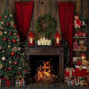 Christmas Tree Backdrop Christmas Fireplace Backdrop Santa - Etsy