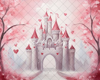 Valentines Day Castle Photo Backdrop, Valentine's Backdrop for Photography, Backdrop for Pictures, Portrait Background, Photo Props VD261