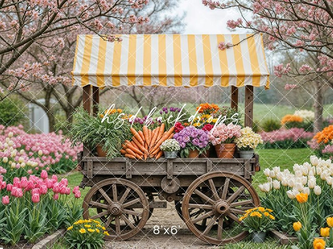 Spring Flower Cart Photo Backdrop for Pictures, Photography Backdrop ...