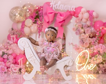 Coquette Arch 1er anniversaire Smash toile de fond - 1er anniversaire de fille - Coquette Arch - fond de séance photo - accessoires photo - WHM590 RPP
