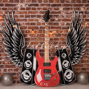 Rock and Roll - Printed Photography Backdrop - Rock n Roll backdrop - Boho Cake Smash Backdrop - Set Up Portrait Backdrop WHM223 CKP